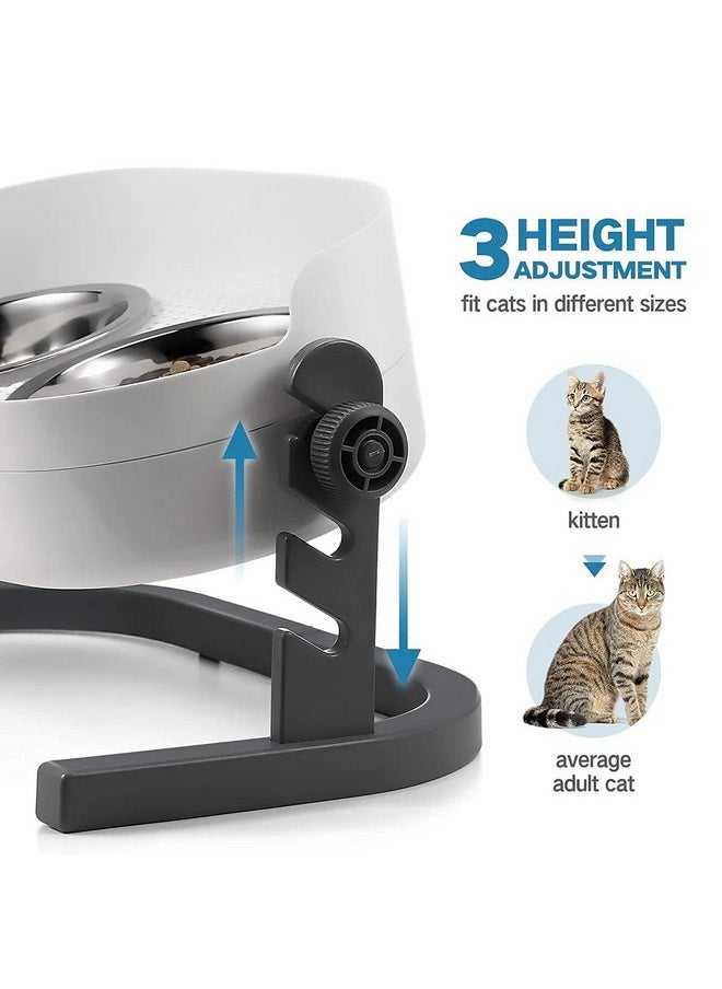 all for paws All for Paws Height Adjustable Cat Elevated Bowls Stainless Steel Dog Food Water Bowls, Height Adjustable Cat Feeder Mess Proof Pet Feeding Bowls for Small to Large Size Cats  - Image 3