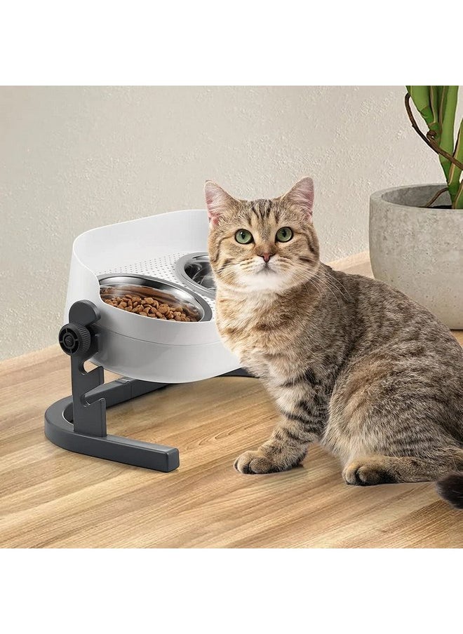 all for paws All for Paws Height Adjustable Cat Elevated Bowls Stainless Steel Dog Food Water Bowls, Height Adjustable Cat Feeder Mess Proof Pet Feeding Bowls for Small to Large Size Cats  - Image 1