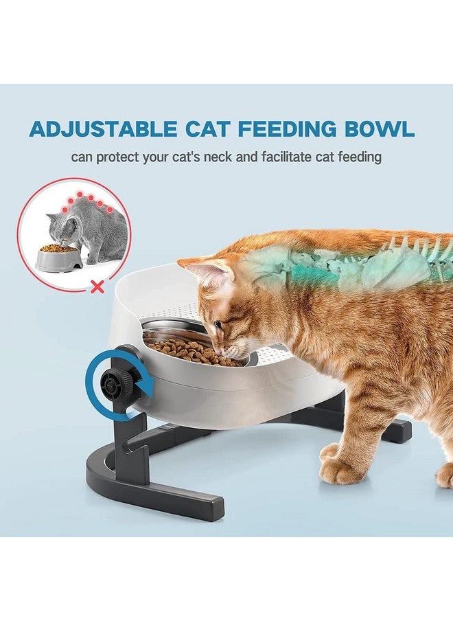 all for paws All for Paws Height Adjustable Cat Elevated Bowls Stainless Steel Dog Food Water Bowls, Height Adjustable Cat Feeder Mess Proof Pet Feeding Bowls for Small to Large Size Cats  - Image 2