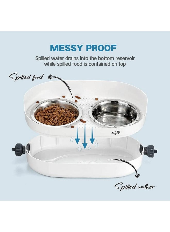 all for paws All for Paws Height Adjustable Cat Elevated Bowls Stainless Steel Dog Food Water Bowls, Height Adjustable Cat Feeder Mess Proof Pet Feeding Bowls for Small to Large Size Cats  - Image 4