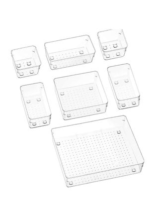 PICCASIO™ 11 Pcs Multi-Purpose Drawer Organizer Set, Different sizes Clear Vanity Tray Organizers and storage Boxes, Clear Plastic Storage Bins for Makeup, Office, Kitchen and Bedroom - pzsku/Z96F10B2A643806C67EDFZ/45/_/1697626865/4df6cc98-eaf7-46ed-a6fd-616db1193f1b