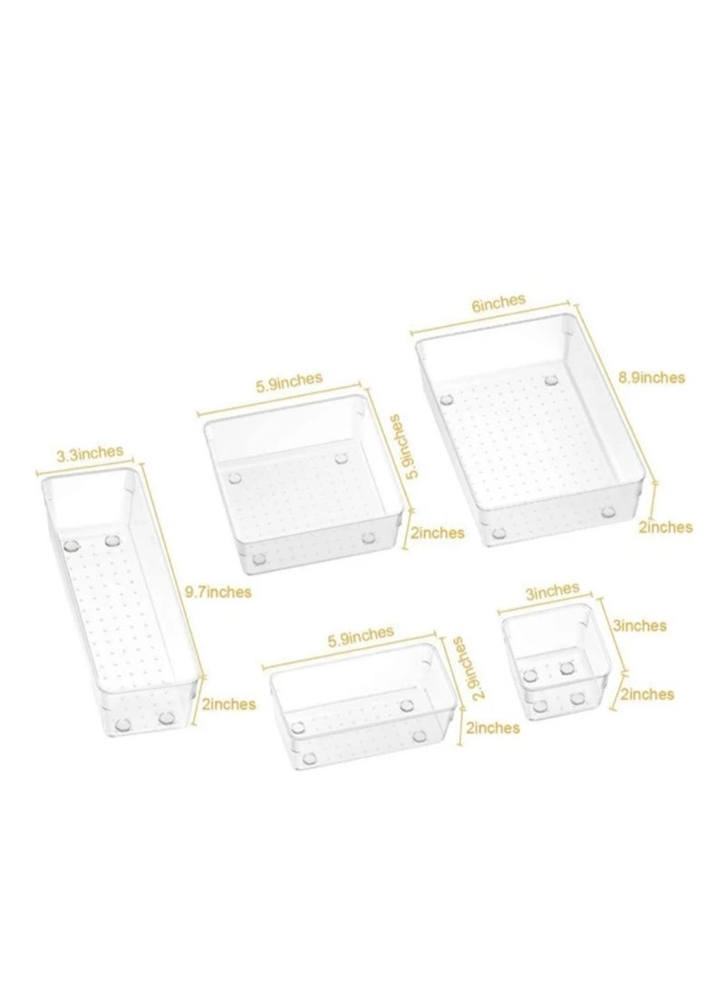 Piccasio PICCASIO™ 11 Pcs Multi-Purpose Drawer Organizer Set, Different sizes Clear Vanity Tray Organizers and storage Boxes, Clear Plastic Storage Bins for Makeup, Office, Kitchen and Bedroom  - Image 3
