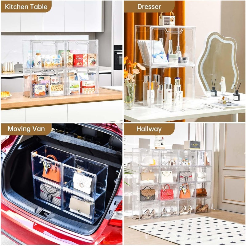 Freebat Stackable Storage Bins,Clear Acrylic Display Case, Acrylic Boxes with Lids, Stackable Storage for Handbags & Purse, Magnetic Lid Storage Bins for Home Organization-1 Pack - Image 5