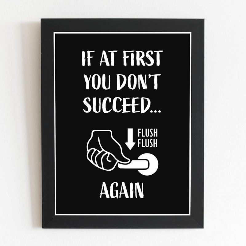 Craftolive Funny Toilet Flush It Typoraphy Poster with Frame for Wall Decor Room Decor Home Decor Gift Framed Poster Wall Frame - Image 1