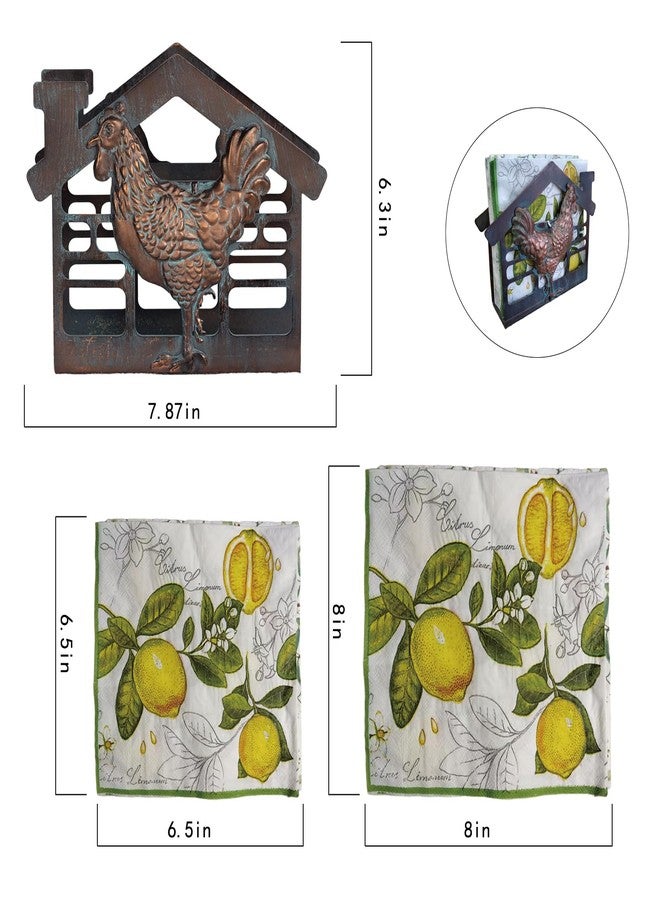 CLYB Metal Rooster Napkin Holder for Table,Rustic Farmhouse Napkin Holders for Paper Napkins,Antique Copper Tusse Napkins Stand Tabletop Dispenser with Non-Slip for Kitchen Dining Room Coffee Shop Bar - Image 5