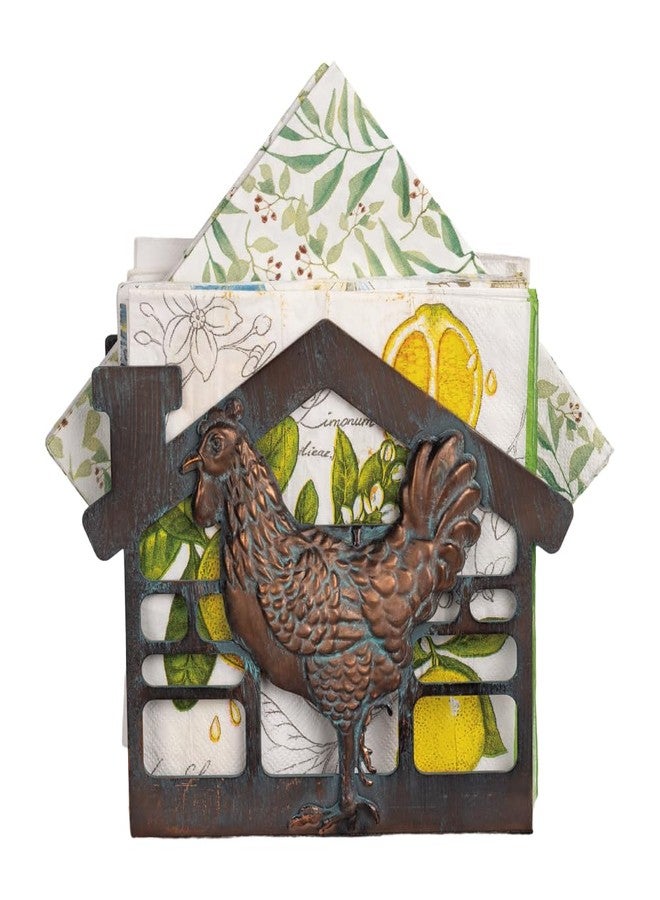 CLYB Metal Rooster Napkin Holder for Table,Rustic Farmhouse Napkin Holders for Paper Napkins,Antique Copper Tusse Napkins Stand Tabletop Dispenser with Non-Slip for Kitchen Dining Room Coffee Shop Bar - Image 1