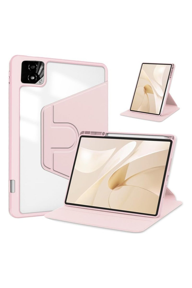 Compatible with Honor Pad GT 2 Pro 12.5 inch 2025 Case with Pen Holder, 360 Degree Swivel Stand Folio Flip Smart Tablet Cover with Auto Sleep/Wake (Pink) - Image 1
