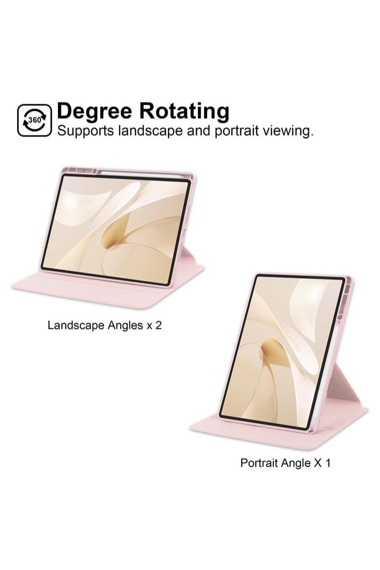 Compatible with Honor Pad GT 2 Pro 12.5 inch 2025 Case with Pen Holder, 360 Degree Swivel Stand Folio Flip Smart Tablet Cover with Auto Sleep/Wake (Pink) - Image 3