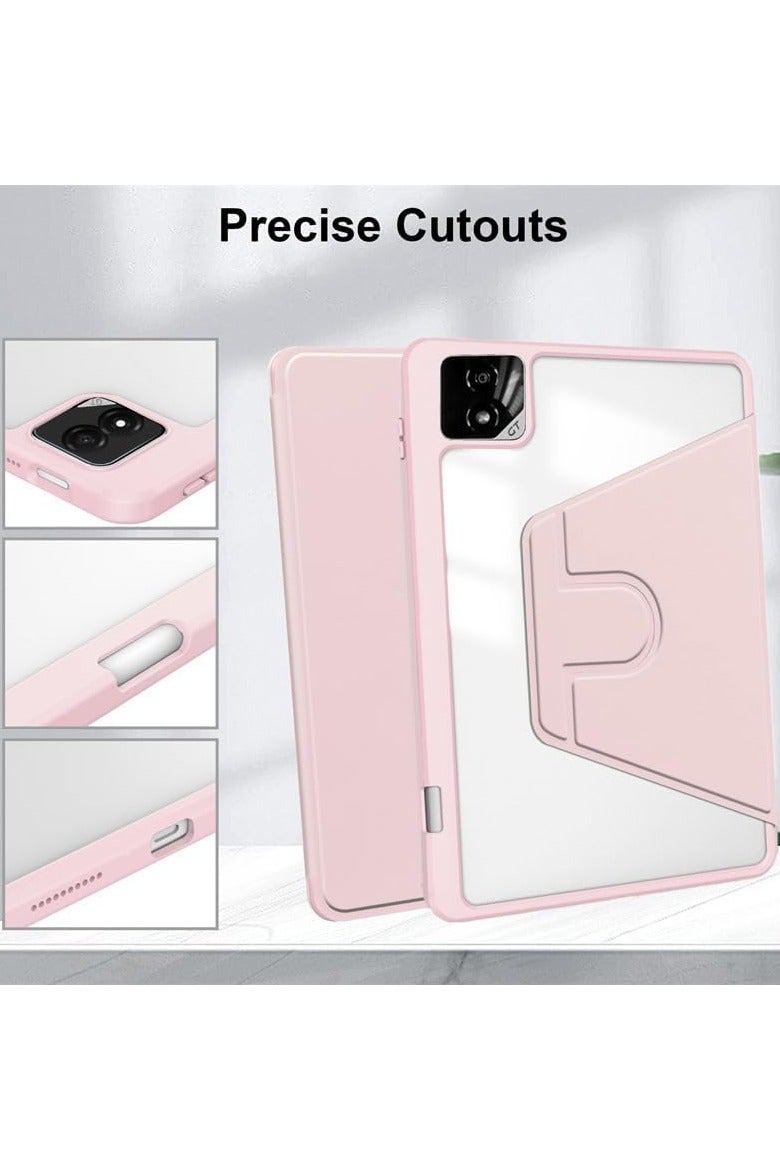 Compatible with Honor Pad GT 2 Pro 12.5 inch 2025 Case with Pen Holder, 360 Degree Swivel Stand Folio Flip Smart Tablet Cover with Auto Sleep/Wake (Pink) - Image 4
