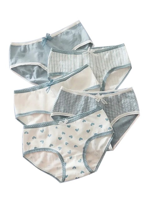 Zeemey 5-Piece Cotton Bikini Breathable Panties Low Waist Fashionable Ladies Panties