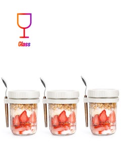 Y&D 3 Piece Glass With Lid And Spoon Sealed Portable Ice Cream Cup  - Image 1