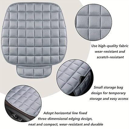 wall love Comfortable Ultra-Soft Memory Foam Car Seat Cover with Non-Slip Grip and Storage Pouch - Universal Fit, Gray, 60x50 CM (Front Seat) (1 PCS) - Image 3