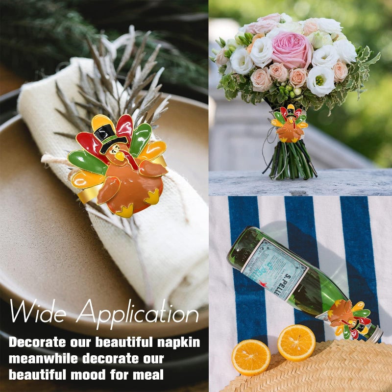 Legigo Set of 6 Turkey Napkin Rings for Table Decorations- Thanksgiving Napkin Holder Fall Napkin Rings for Thanksgiving Dinner Wedding Banquet Family Gatherings Table Settings Decor Present - Image 4