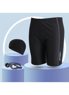 Swimming Trunks Men's Plus Size Plus Size Men's Adult Men's Anti-splashing Quick-drying Conservative Shorts Chubby Swimwear Age-reducing-Color:2307 Five-point Swimming Trunks + Swimming Cap + Swimming Goggles-