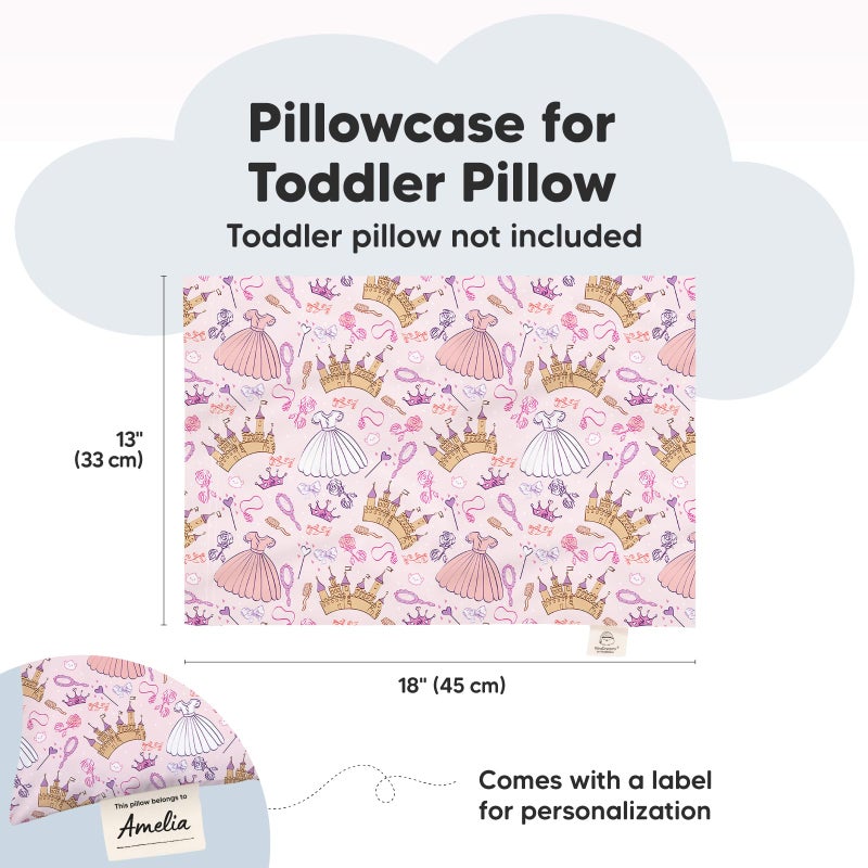 KeaBabies Toddler Pillowcase 13"x18" - Organic Cotton Toddler Pillowcase for Kids, Boys,Girls,Soft & Durable Cotton Cover for Miniature Sleepy Pillows,Cute Colors,Pillow Sold Separately(Dear Princess) - Image 2