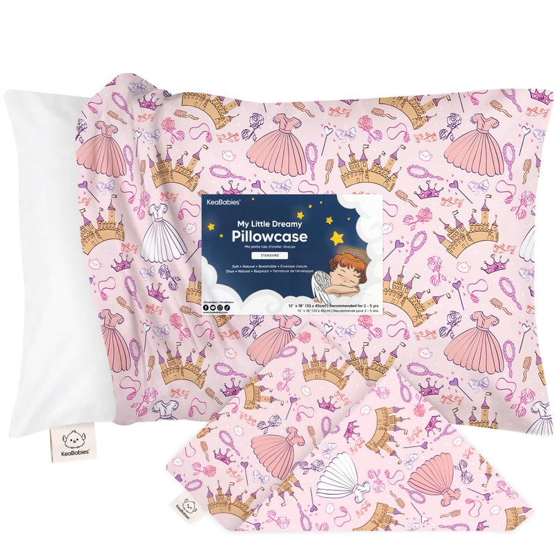 KeaBabies Toddler Pillowcase 13"x18" - Organic Cotton Toddler Pillowcase for Kids, Boys,Girls,Soft & Durable Cotton Cover for Miniature Sleepy Pillows,Cute Colors,Pillow Sold Separately(Dear Princess) - Image 1