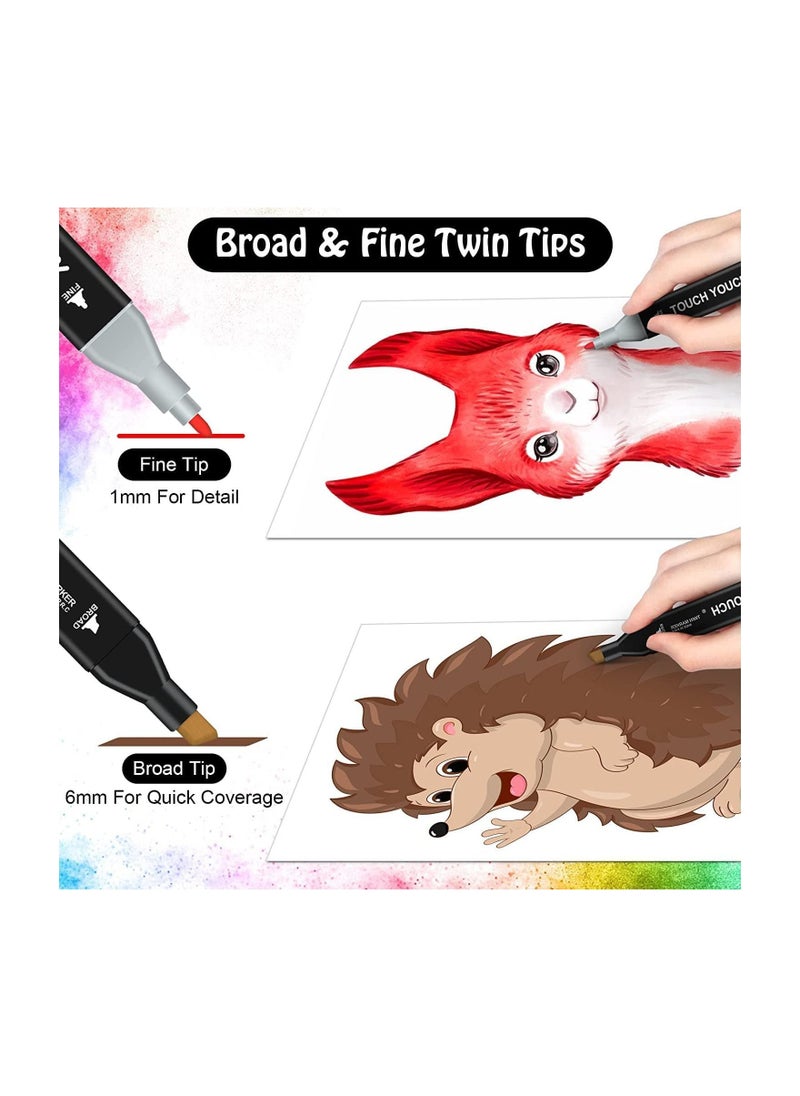 60 Pcs Colors Art Sketch Drawing Twin Marker Painting Pens Portable Color with Carrying Case Suitable for Adult and Kids
