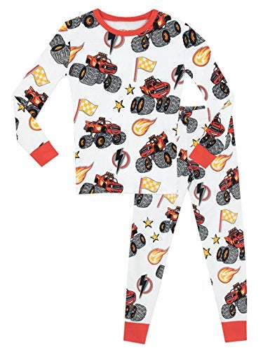 Blaze and the Monster Machines Boys Pajama | 100% Cotton Kids Pajamas | Monster Truck Pjs Size 7 White - Image 1