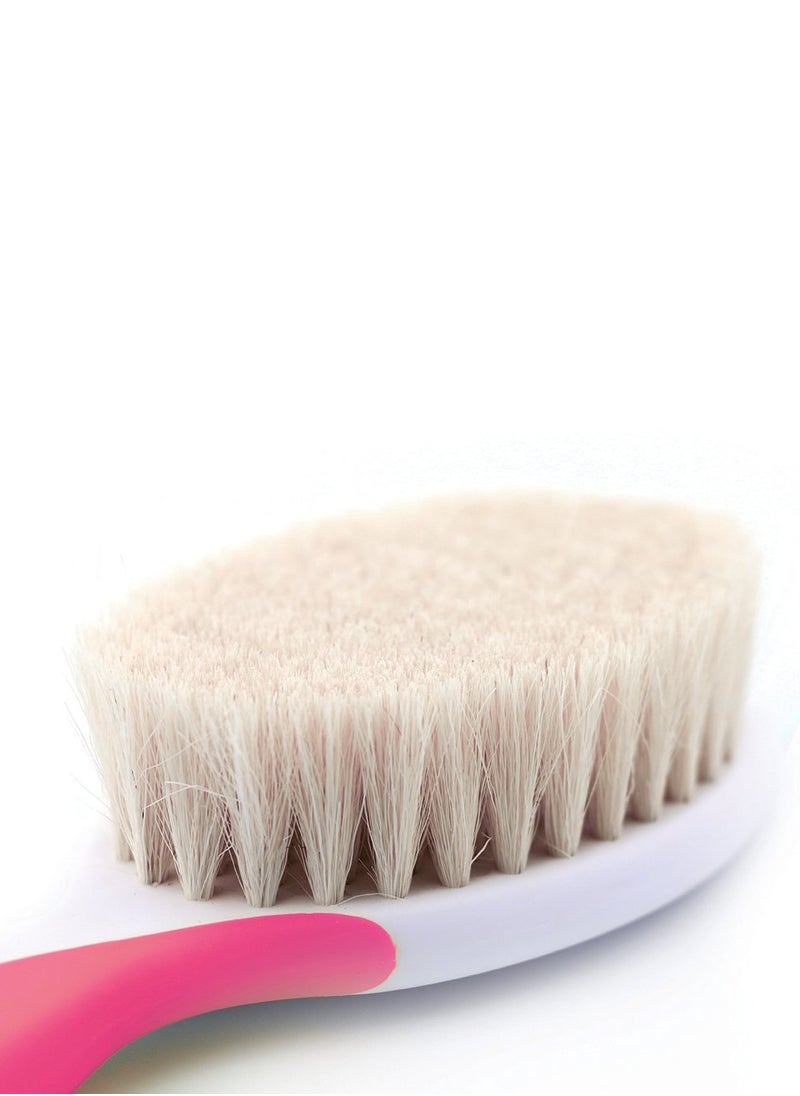 Nuvita Baby Hair Brush Natural Wool Bristles Comb Pink  - Image 2