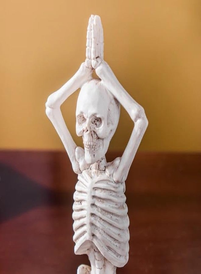 Karigaari India Unique White Yoga Skeleton Figurine Set of 3 | Meditating Skeleton Statues for Humorous Home & Office Decor | Quirky Wellness & Gifting Showpiece - Image 3