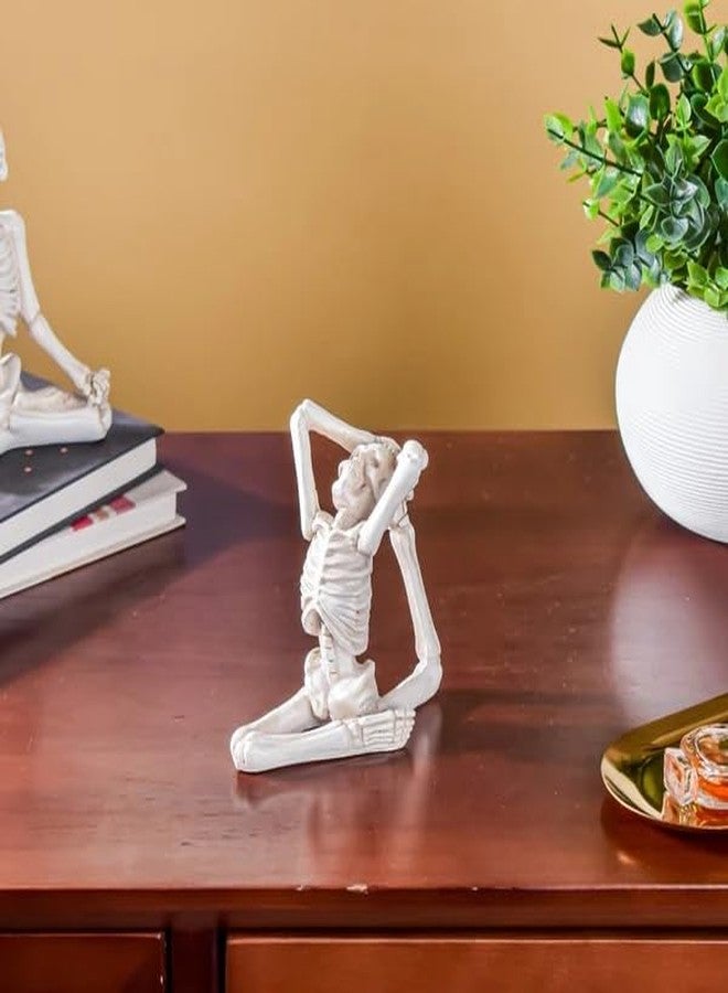 Karigaari India Unique White Yoga Skeleton Figurine Set of 3 | Meditating Skeleton Statues for Humorous Home & Office Decor | Quirky Wellness & Gifting Showpiece - Image 5