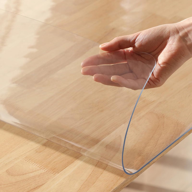 Clear Plastic Dining Table Protector Tablecloth Desk Pad Mat Wooden Furniture Coffee Glass Hallway Entryway Sofa Side Cabinet Top Protection Countertop Cover Waterproof PVC Vinyl 2PCS 18 X 36 Inch