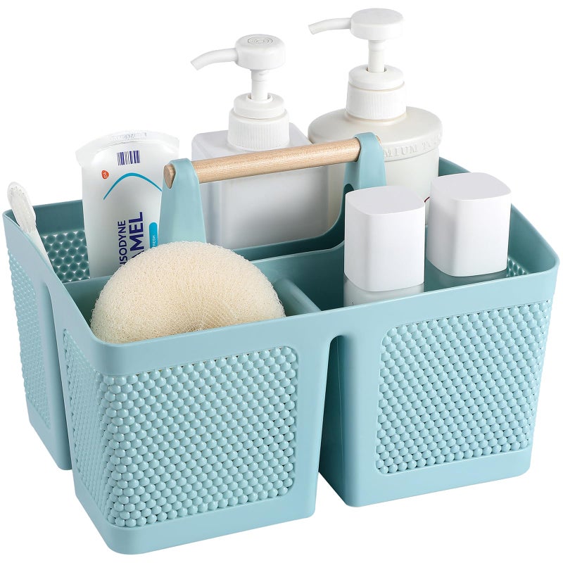 rejomiik Portable Shower Caddy Basket Plastic Cleaning Caddy Organizer Storage Tote with Handle for Bathroom  College  Dorm Room Essentials  Blue - Image 1