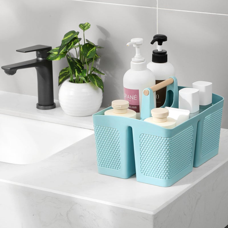 rejomiik Portable Shower Caddy Basket Plastic Cleaning Caddy Organizer Storage Tote with Handle for Bathroom  College  Dorm Room Essentials  Blue - Image 2
