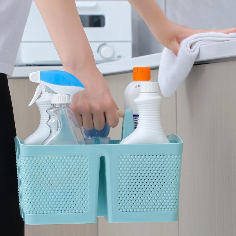 rejomiik Portable Shower Caddy Basket Plastic Cleaning Caddy Organizer Storage Tote with Handle for Bathroom  College  Dorm Room Essentials  Blue - Image 5