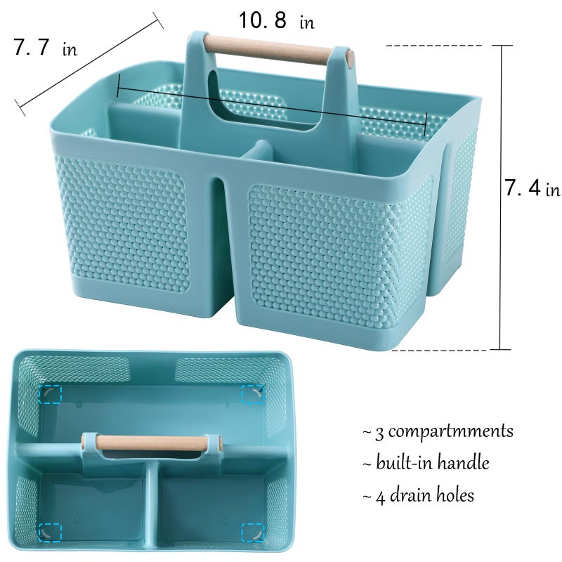 rejomiik Portable Shower Caddy Basket Plastic Cleaning Caddy Organizer Storage Tote with Handle for Bathroom  College  Dorm Room Essentials  Blue - Image 3