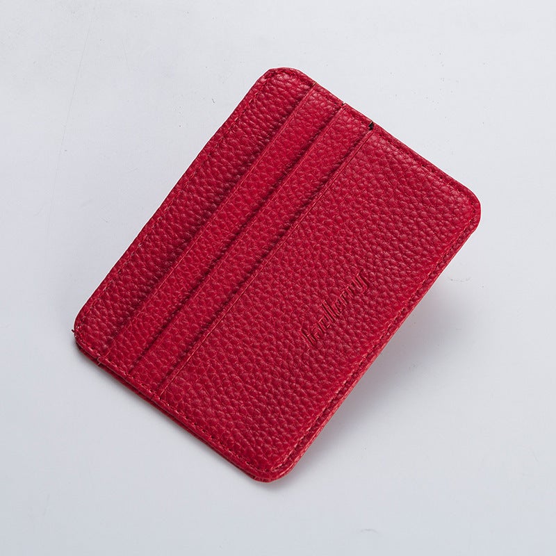 Baellerry Men's Multi-Card Holder, Minimalist Japanese/Korean Style Mini Card Wallet in Red - Image 1