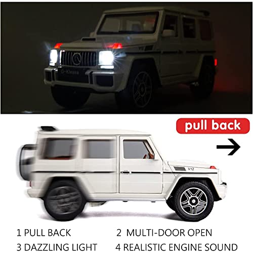 DEZICON 1:24 G Wagon Toy Car for Kids Model G Class Diecast Metal Cars Light Sound Pull Back Openable - Image 3