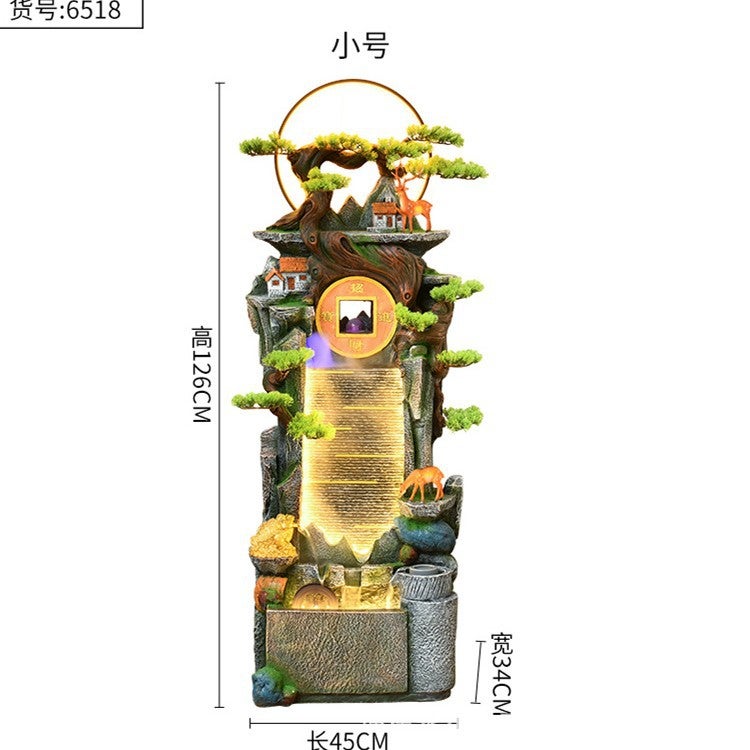 Chinese-Style Rockery Water Decoration Circulating Water Living Room Office Tea House Floor Water Landscape Lucky Housewarming Gift - Image 1