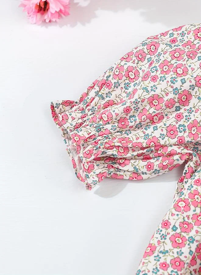 Take Two Take Two Girls Floral Smocked Dress with Puff Sleeves