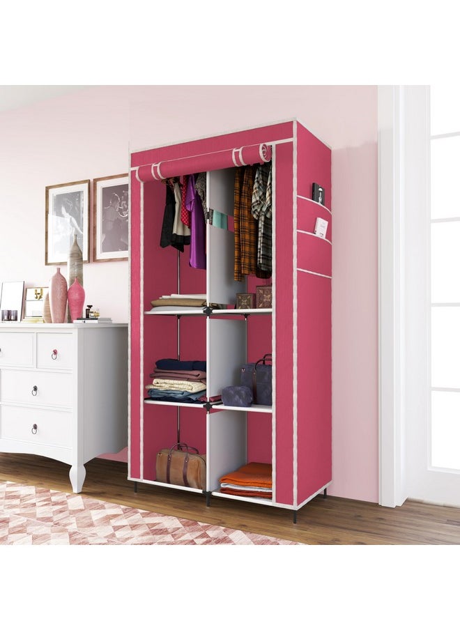 وايت كلاود ترانسفورمينج هومز - خزانة ملابس قابلة للطي من Whitecloud TRANSFORMING HOMES® مكونة من 4+2 طبقة مع جيب جانبي (84 سم × 42.5 سم × 166 سم، لون عنابي، 7800-3) (لون عنابي، بلاستيك، حديد) - Image 1