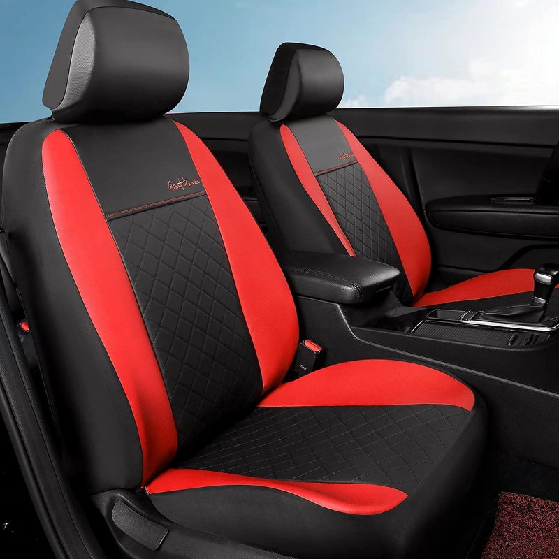 GIANT PANDA Front Car Seat Cover Custom Fit Toyota Leather Bucket Seat Covers for Toyota Rav4 Camry Highlander Corolla Prius RedBlack 2Pack
