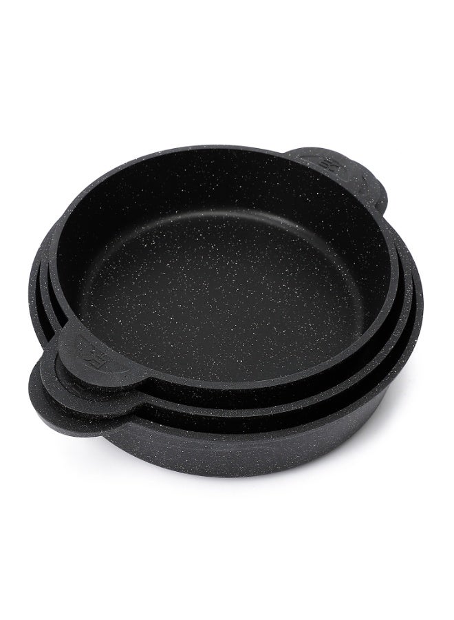 إيزي كوك طقم صينية سهلة الطهي من إيزي كوك، مكون من 3 قطع باللون الأسود مع مقبضين، 3 قطع من الجرانيت - Image 2