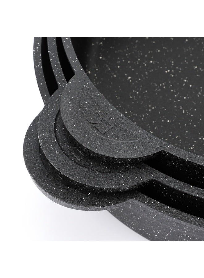 إيزي كوك طقم صينية سهلة الطهي من إيزي كوك، مكون من 3 قطع باللون الأسود مع مقبضين، 3 قطع من الجرانيت - Image 4