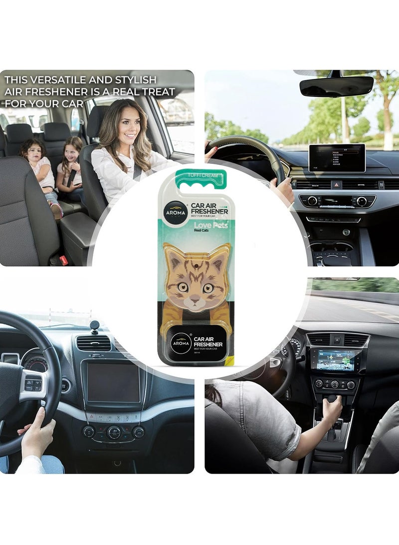 أروما معطر جو للسيارة من أروما لوف بيتس للقطط - رائحة كريم التوفي، تصميم قطة لطيف، عطر يدوم طويلاً على فتحة تهوية السيارة، مادة بوليمر، سهل التركيب، رائحة منعشة داخل السيارة، مناسب لمنافذ الهواء، مثالي لمحبي القطط - Image 4