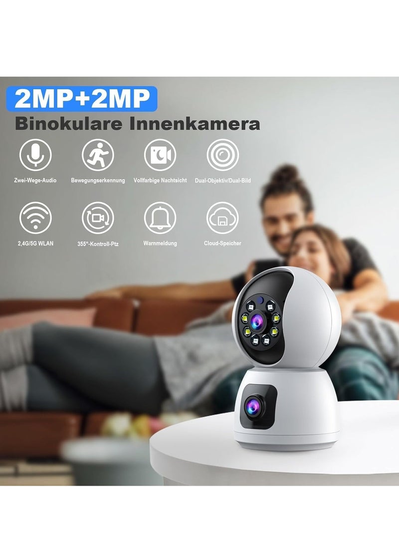 ELTRAZONE 4MP Dual-Lens 360° Smart Security Camera – WiFi Wireless, Motion Tracking, Dual-Screen Display, Audio & Real-Time Alerts – Perfect for Home, Office, & Business Surveillance  - Image 3