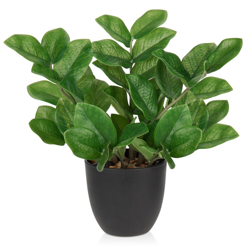 Briful Faux Plants Indoor, Artificial ZZ Plants in Black Pot Fake House Silk Plants for Home Office Dining Table Shelf Decor Bathroom Aesthetic (Green, 1Pack) - Image 1