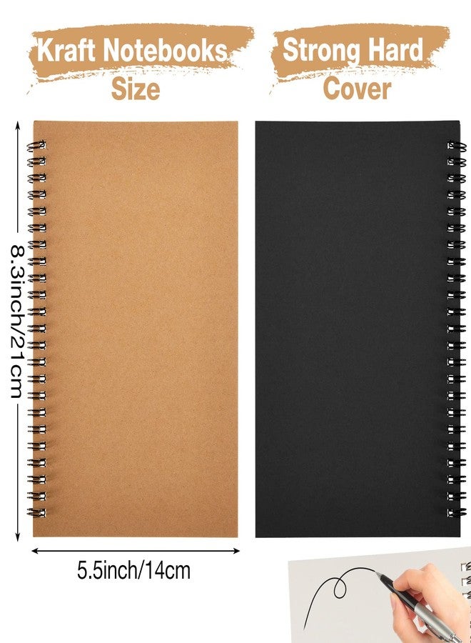 Epakh 20 Pcs Blank Spiral Notebook Unlined Notepad Bulk A5 Soft Cover Sketch Pads Blank Sketchbooks Pad for Drawing Art Back to School Gifts Office Supplies 100 Pages/ 50 Sheets(Black, Light Brown) - Image 2