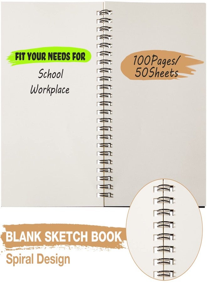 Epakh 20 Pcs Blank Spiral Notebook Unlined Notepad Bulk A5 Soft Cover Sketch Pads Blank Sketchbooks Pad for Drawing Art Back to School Gifts Office Supplies 100 Pages/ 50 Sheets(Black, Light Brown) - Image 4