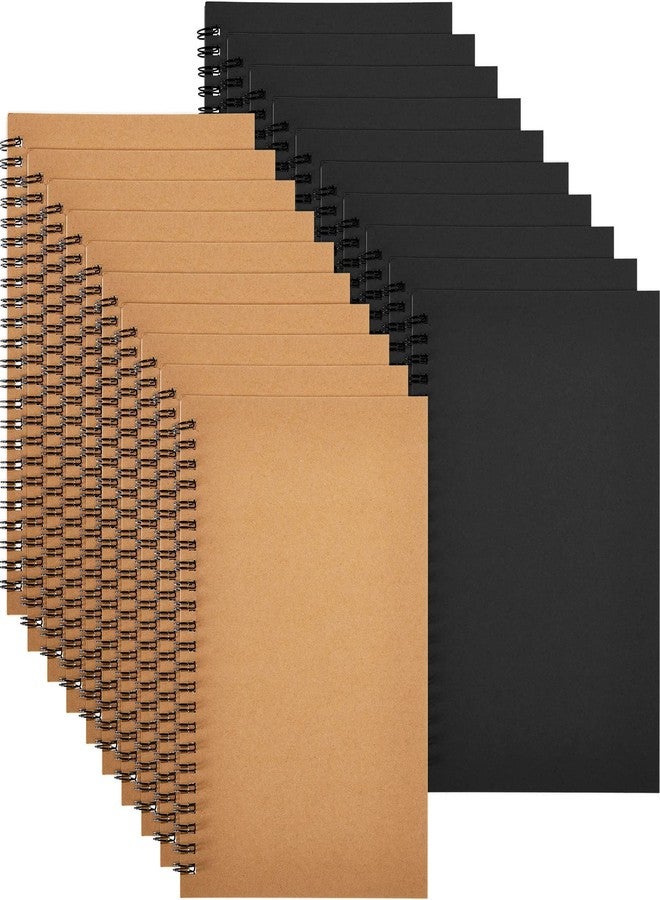 Epakh 20 Pcs Blank Spiral Notebook Unlined Notepad Bulk A5 Soft Cover Sketch Pads Blank Sketchbooks Pad for Drawing Art Back to School Gifts Office Supplies 100 Pages/ 50 Sheets(Black, Light Brown) - Image 1