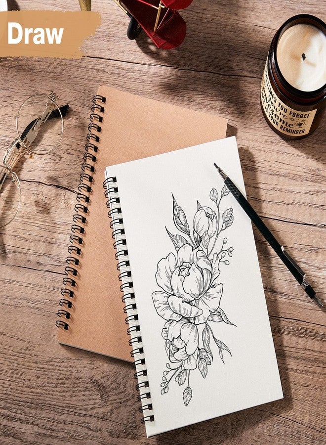 Epakh 20 Pcs Blank Spiral Notebook Unlined Notepad Bulk A5 Soft Cover Sketch Pads Blank Sketchbooks Pad for Drawing Art Back to School Gifts Office Supplies 100 Pages/ 50 Sheets(Black, Light Brown) - Image 5