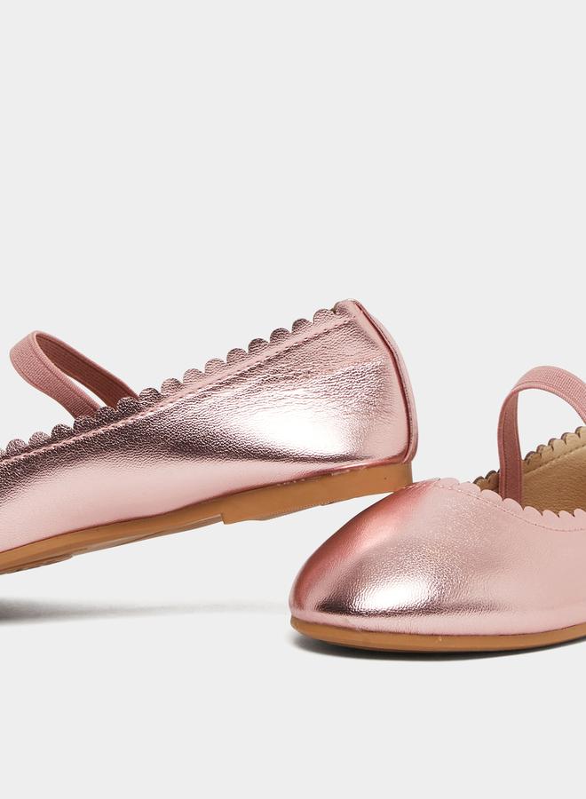 ستايلي أحذية باليرينا للفتيات بمقدمة دائرية ولمعة - Image 3