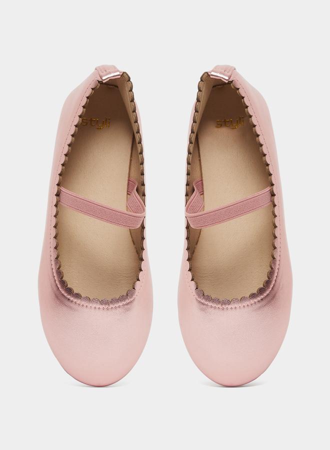 ستايلي أحذية باليرينا للفتيات بمقدمة دائرية ولمعة - Image 5