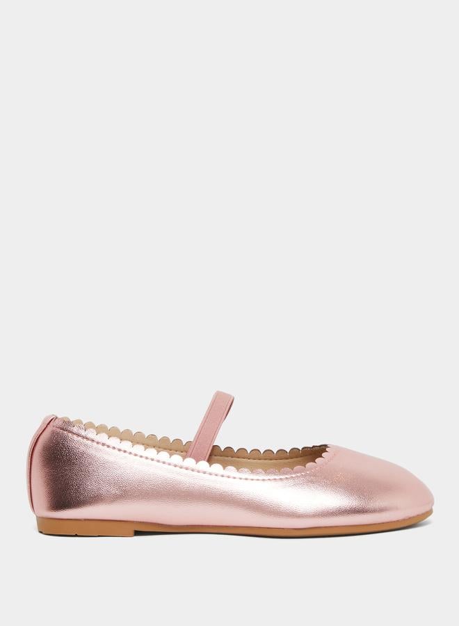 ستايلي أحذية باليرينا للفتيات بمقدمة دائرية ولمعة - Image 1