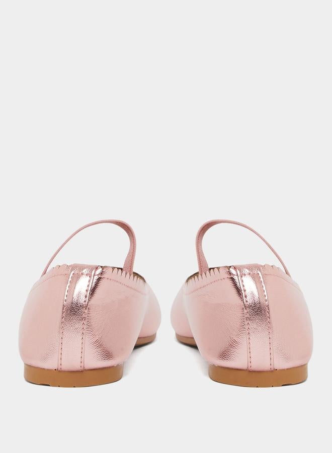 ستايلي أحذية باليرينا للفتيات بمقدمة دائرية ولمعة - Image 4