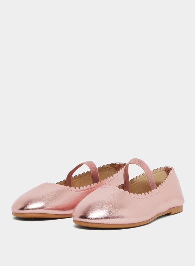 ستايلي أحذية باليرينا للفتيات بمقدمة دائرية ولمعة - Image 2